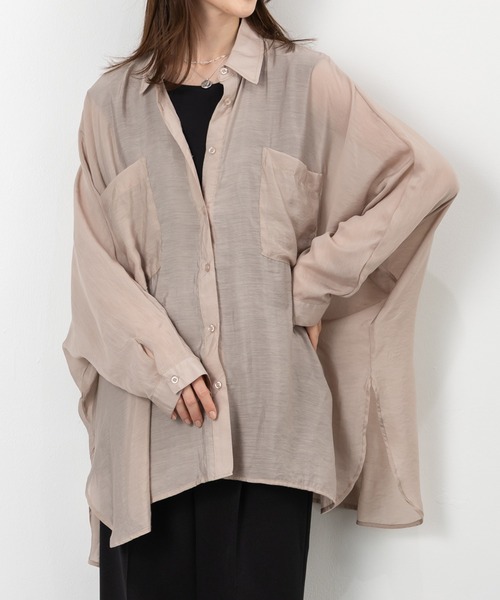 MAISONCOMFY (メゾンコンフィ)の「【シアードルマンシャツ】冷房対策や日焼け対策にもなる涼しげアイテム(シャツ/ブラウス・レディース・ピンク/ライトベージュ/ホワイト/サックスブルー/イエロー/ブラック・FREE)」の9枚目の写真