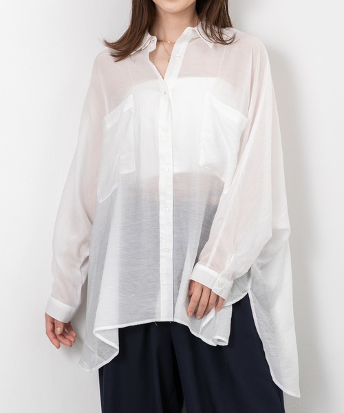 MAISONCOMFY (メゾンコンフィ)の「【シアードルマンシャツ】冷房対策や日焼け対策にもなる涼しげアイテム(シャツ/ブラウス・レディース・ピンク/ライトベージュ/ホワイト/サックスブルー/イエロー/ブラック・FREE)」の7枚目の写真