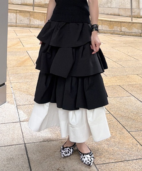 JENNE(ジェンヌ)の「ミニ・ロング・ポンチョ・マルチウェイスカート(防シワ生地)(スカート・レディース・ホワイト/ブラック・SMALL/LARGE/MEDIUM)」の16枚目の写真