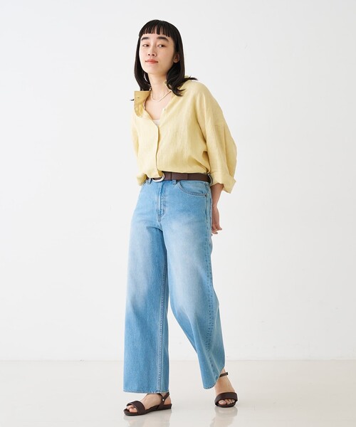 collex(コレックス)の「ワイドスリーブリネンオーバーシャツ(シャツ/ブラウス・レディース・グレイッシュベージュ/ローズ/ライム・フリー)」の8枚目の写真