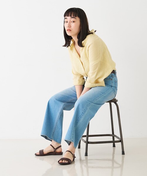 collex(コレックス)の「ワイドスリーブリネンオーバーシャツ(シャツ/ブラウス・レディース・グレイッシュベージュ/ローズ/ライム・フリー)」の9枚目の写真