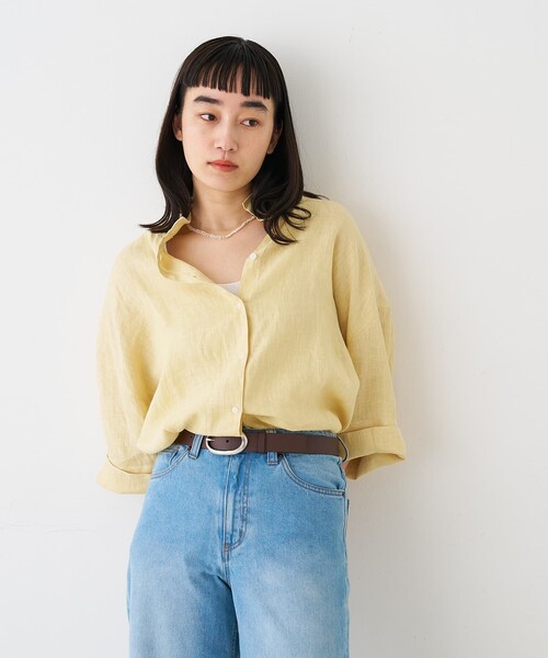 collex(コレックス)の「ワイドスリーブリネンオーバーシャツ(シャツ/ブラウス・レディース・グレイッシュベージュ/ローズ/ライム・フリー)」の11枚目の写真