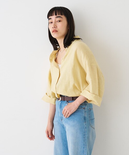 collex(コレックス)の「ワイドスリーブリネンオーバーシャツ(シャツ/ブラウス・レディース・グレイッシュベージュ/ローズ/ライム・フリー)」の12枚目の写真