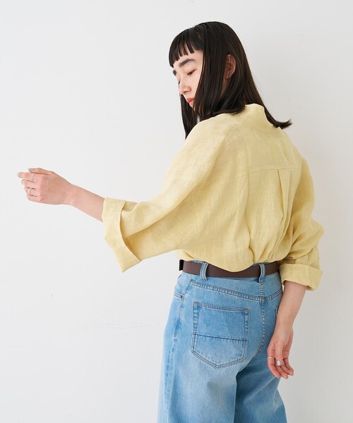 collex(コレックス)の「ワイドスリーブリネンオーバーシャツ(シャツ/ブラウス・レディース・グレイッシュベージュ/ローズ/ライム・フリー)」の13枚目の写真