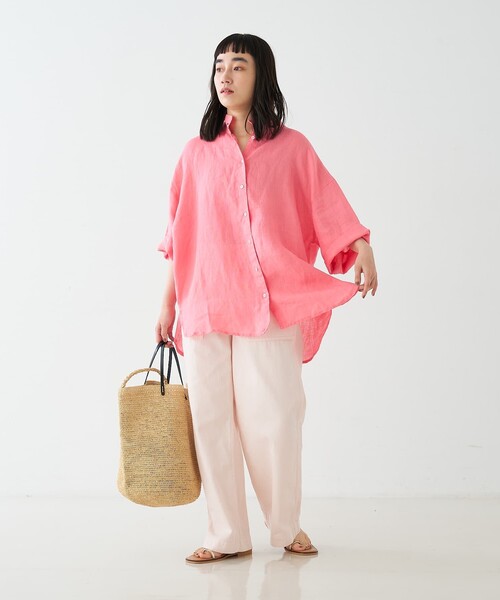 collex(コレックス)の「ワイドスリーブリネンオーバーシャツ(シャツ/ブラウス・レディース・グレイッシュベージュ/ローズ/ライム・フリー)」の16枚目の写真