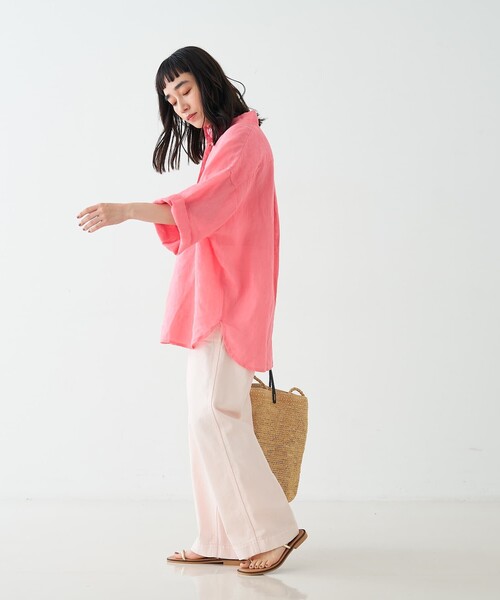 collex(コレックス)の「ワイドスリーブリネンオーバーシャツ(シャツ/ブラウス・レディース・グレイッシュベージュ/ローズ/ライム・フリー)」の17枚目の写真