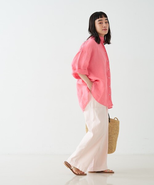 collex(コレックス)の「ワイドスリーブリネンオーバーシャツ(シャツ/ブラウス・レディース・グレイッシュベージュ/ローズ/ライム・フリー)」の18枚目の写真