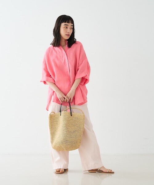collex(コレックス)の「ワイドスリーブリネンオーバーシャツ(シャツ/ブラウス・レディース・グレイッシュベージュ/ローズ/ライム・フリー)」の19枚目の写真