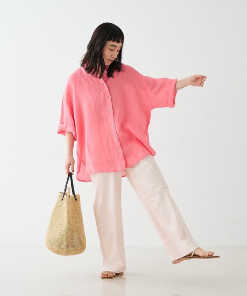 collex(コレックス)の「ワイドスリーブリネンオーバーシャツ(シャツ/ブラウス・レディース・グレイッシュベージュ/ローズ/ライム・フリー)」の20枚目の写真