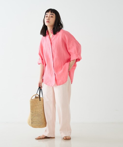 collex(コレックス)の「ワイドスリーブリネンオーバーシャツ(シャツ/ブラウス・レディース・グレイッシュベージュ/ローズ/ライム・フリー)」の21枚目の写真