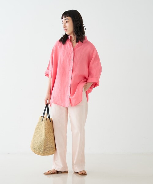 collex(コレックス)の「ワイドスリーブリネンオーバーシャツ(シャツ/ブラウス・レディース・グレイッシュベージュ/ローズ/ライム・フリー)」の22枚目の写真