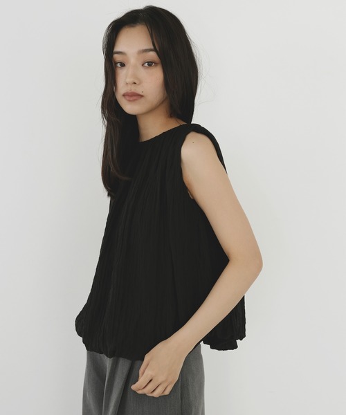  hellam（へラム）の「シアーワッシャーバルーントップス（シャツ/ブラウス・レディース・オフホワイト/ブラック/ブラウン・FREE）」の2枚目の写真
