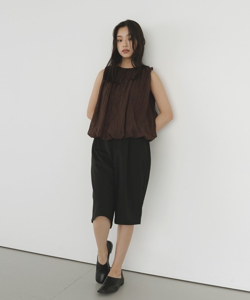  hellam（へラム）の「シアーワッシャーバルーントップス（シャツ/ブラウス・レディース・オフホワイト/ブラック/ブラウン・FREE）」の5枚目の写真