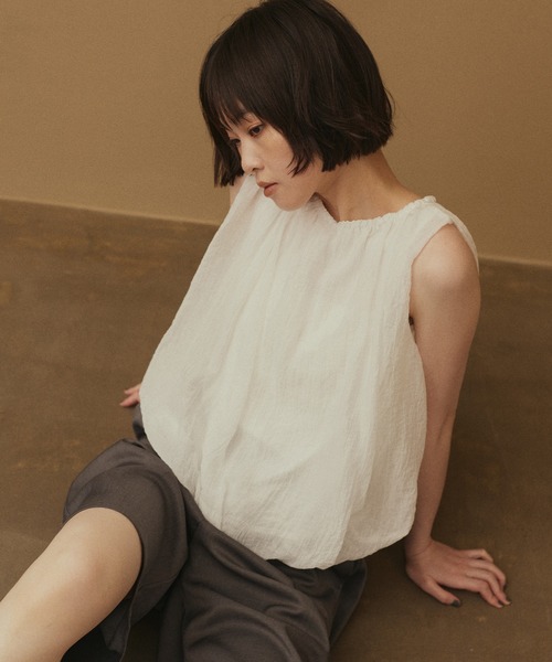  hellam（へラム）の「シアーワッシャーバルーントップス（シャツ/ブラウス・レディース・オフホワイト/ブラック/ブラウン・FREE）」の22枚目の写真