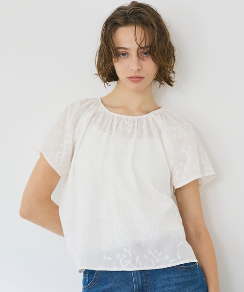 coca(coca)(コカ)の「コットンレーストップス(Tシャツ/カットソー・レディース・ホワイト・S/M/L)」の1枚目の写真