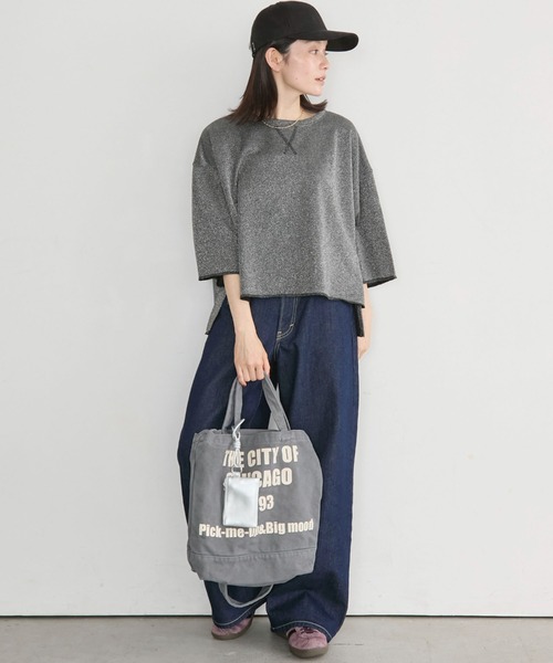 Doux archives(ドゥアルシーヴ)の「ラメ裏毛ショートスリーブPO(Tシャツ/カットソー・レディース・ブラック/アイボリー/グレイッシュベージュ・FREE)」の11枚目の写真