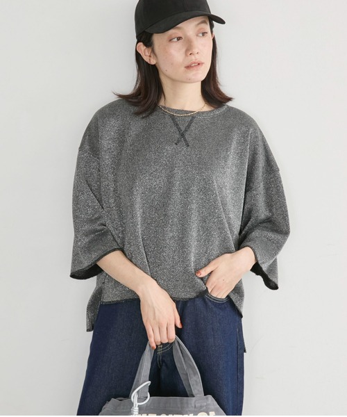 Doux archives(ドゥアルシーヴ)の「ラメ裏毛ショートスリーブPO(Tシャツ/カットソー・レディース・ブラック/アイボリー/グレイッシュベージュ・FREE)」の13枚目の写真