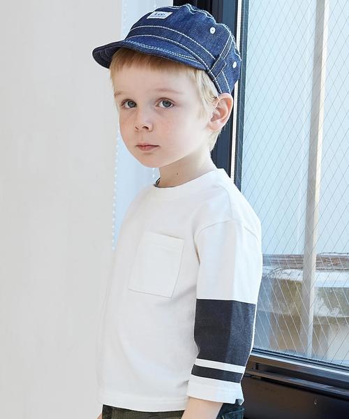 green label relaxing（グリーンレーベルリラクシング）の「【KIDS】ソデライン プルオーバー 7L◆（Tシャツ/カットソー・キッズ・オフホワイト/ネイビー・S/105/95/135/M/115/L/125）」の2枚目の写真