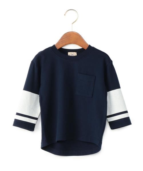 green label relaxing（グリーンレーベルリラクシング）の「【KIDS】ソデライン プルオーバー 7L◆（Tシャツ/カットソー・キッズ・オフホワイト/ネイビー・S/105/95/135/M/115/L/125）」の6枚目の写真