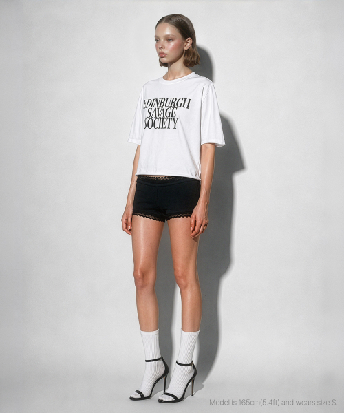 MILK ASH AND DOLLS(ミルク アッシュ アンド ドールズ)の「エディンバラ クロップショートスリーブ - ホワイト(Tシャツ/カットソー・レディース・ホワイト・SMALL/MEDIUM)」の4枚目の写真