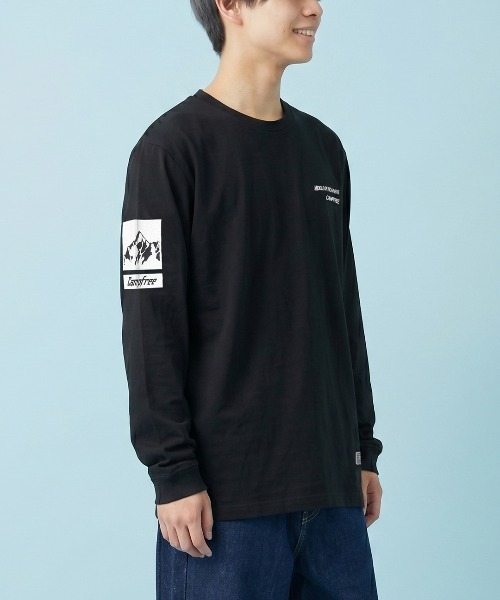 CAMPFREE（キャンプフリー）の「[キャンプフリー] CAMPFREE 長袖 Tシャツ 5.6oz ロンT ロゴプリント コットンTシャツ（Tシャツ/カットソー・メンズ・ホワイト系1/スミクロ/ダークグリーン/グレー系1/ライトオリーブ/ミックスグレー/ネイビー/サンドベージュ/グレー/スモーキーグリーン系1/ホワイト系2/ホワイト系3/アッシュ/ブラウン系その他/ブラック系1/キャメル/オリーブ系1/スモーキーグリーン系2・XL/L/XS/S/M/XXL）」の5枚目の写真
