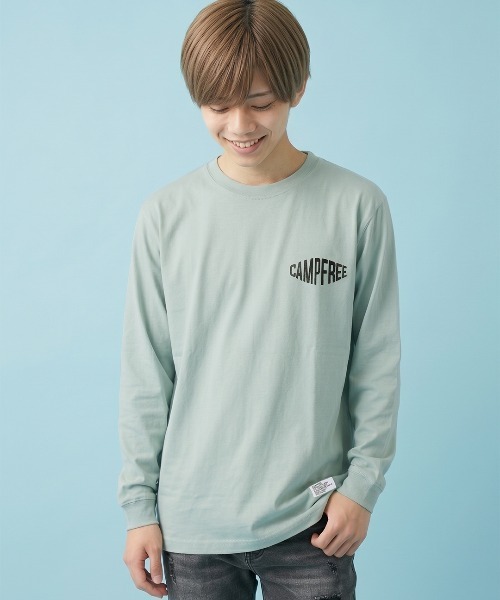CAMPFREE（キャンプフリー）の「[キャンプフリー] CAMPFREE 長袖 Tシャツ 5.6oz ロンT ロゴプリント コットンTシャツ（Tシャツ/カットソー・メンズ・ホワイト系1/スミクロ/ダークグリーン/グレー系1/ライトオリーブ/ミックスグレー/ネイビー/サンドベージュ/グレー/スモーキーグリーン系1/ホワイト系2/ホワイト系3/アッシュ/ブラウン系その他/ブラック系1/キャメル/オリーブ系1/スモーキーグリーン系2・XL/L/XS/S/M/XXL）」の15枚目の写真