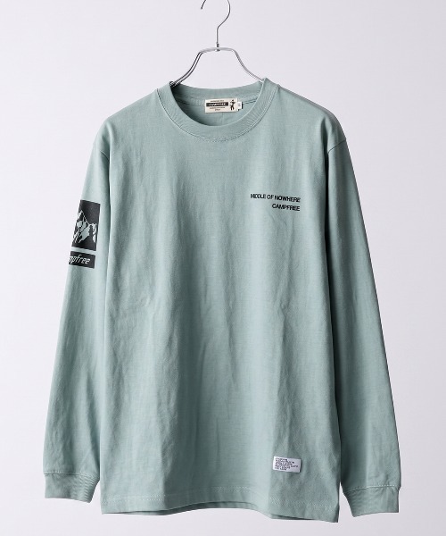 CAMPFREE（キャンプフリー）の「[キャンプフリー] CAMPFREE 長袖 Tシャツ 5.6oz ロンT ロゴプリント コットンTシャツ（Tシャツ/カットソー・メンズ・ホワイト系1/スミクロ/ダークグリーン/グレー系1/ライトオリーブ/ミックスグレー/ネイビー/サンドベージュ/グレー/スモーキーグリーン系1/ホワイト系2/ホワイト系3/アッシュ/ブラウン系その他/ブラック系1/キャメル/オリーブ系1/スモーキーグリーン系2・XL/L/XS/S/M/XXL）」の16枚目の写真