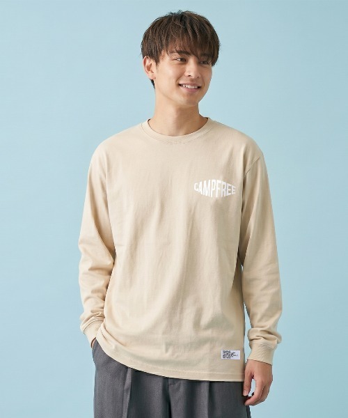 CAMPFREE（キャンプフリー）の「[キャンプフリー] CAMPFREE 長袖 Tシャツ 5.6oz ロンT ロゴプリント コットンTシャツ（Tシャツ/カットソー・メンズ・ホワイト系1/スミクロ/ダークグリーン/グレー系1/ライトオリーブ/ミックスグレー/ネイビー/サンドベージュ/グレー/スモーキーグリーン系1/ホワイト系2/ホワイト系3/アッシュ/ブラウン系その他/ブラック系1/キャメル/オリーブ系1/スモーキーグリーン系2・XL/L/XS/S/M/XXL）」の11枚目の写真