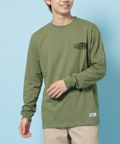 CAMPFREE（キャンプフリー）の「[キャンプフリー] CAMPFREE 長袖 Tシャツ 5.6oz ロンT ロゴプリント コットンTシャツ（Tシャツ/カットソー・メンズ・ホワイト系1/スミクロ/ダークグリーン/グレー系1/ライトオリーブ/ミックスグレー/ネイビー/サンドベージュ/グレー/スモーキーグリーン系1/ホワイト系2/ホワイト系3/アッシュ/ブラウン系その他/ブラック系1/キャメル/オリーブ系1/スモーキーグリーン系2・XL/L/XS/S/M/XXL）」の13枚目の写真