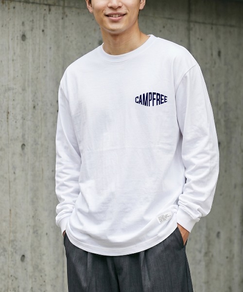 CAMPFREE（キャンプフリー）の「[キャンプフリー] CAMPFREE 長袖 Tシャツ 5.6oz ロンT ロゴプリント コットンTシャツ（Tシャツ/カットソー・メンズ・ホワイト系1/スミクロ/ダークグリーン/グレー系1/ライトオリーブ/ミックスグレー/ネイビー/サンドベージュ/グレー/スモーキーグリーン系1/ホワイト系2/ホワイト系3/アッシュ/ブラウン系その他/ブラック系1/キャメル/オリーブ系1/スモーキーグリーン系2・XL/L/XS/S/M/XXL）」の19枚目の写真