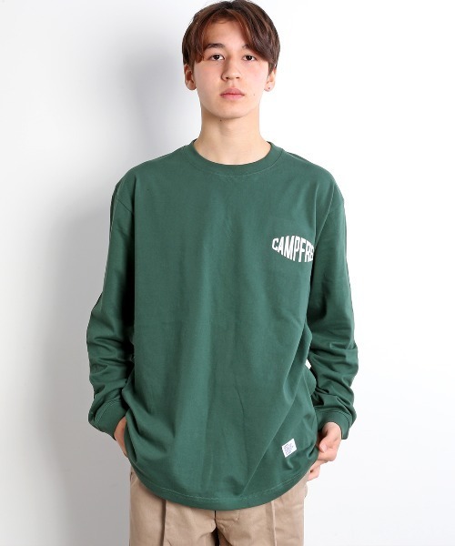 CAMPFREE（キャンプフリー）の「[キャンプフリー] CAMPFREE 長袖 Tシャツ 5.6oz ロンT ロゴプリント コットンTシャツ（Tシャツ/カットソー・メンズ・ホワイト系1/スミクロ/ダークグリーン/グレー系1/ライトオリーブ/ミックスグレー/ネイビー/サンドベージュ/グレー/スモーキーグリーン系1/ホワイト系2/ホワイト系3/アッシュ/ブラウン系その他/ブラック系1/キャメル/オリーブ系1/スモーキーグリーン系2・XL/L/XS/S/M/XXL）」の21枚目の写真