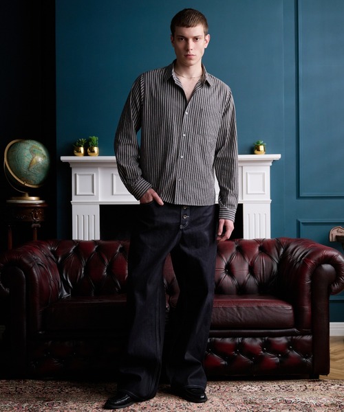 Regen Glanz(レーゲングランツ)の「urban multi-stripe relax shirt / アーバンマルチストライプリラックスシャツ(シャツ/ブラウス・メンズ・ブラウン系その他/グレー・LARGE/MEDIUM/SMALL)」の10枚目の写真