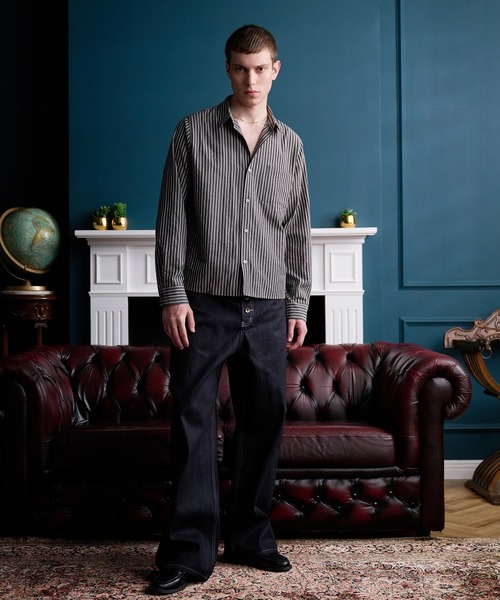 Regen Glanz(レーゲングランツ)の「urban multi-stripe relax shirt / アーバンマルチストライプリラックスシャツ(シャツ/ブラウス・メンズ・ブラウン系その他/グレー・LARGE/MEDIUM/SMALL)」の12枚目の写真