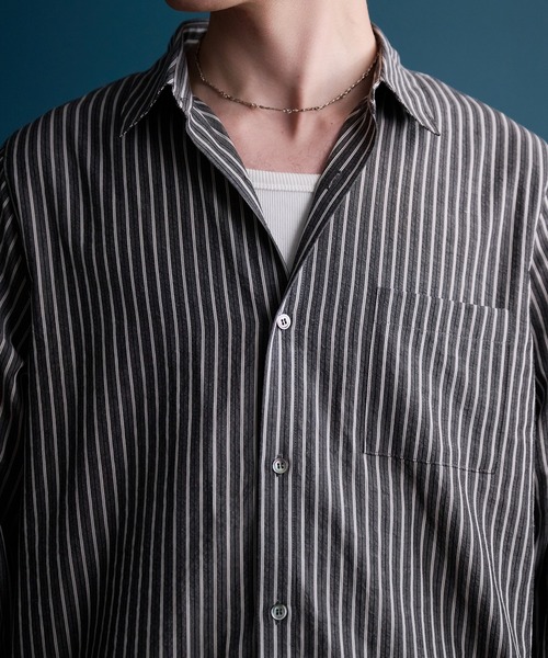 Regen Glanz(レーゲングランツ)の「urban multi-stripe relax shirt / アーバンマルチストライプリラックスシャツ(シャツ/ブラウス・メンズ・ブラウン系その他/グレー・LARGE/MEDIUM/SMALL)」の17枚目の写真
