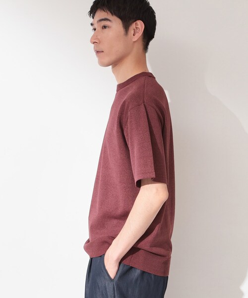 THE SHOP TK （ザ ショップ ティーケー ）の「【抗菌防臭／UVカット／洗濯機OK】和紙混 半袖ニット（ニット/セーター・メンズ・ネイビー/ネイビー系2/ボルドー/グレー/グレー系その他3・02/01/04/03）」の13枚目の写真