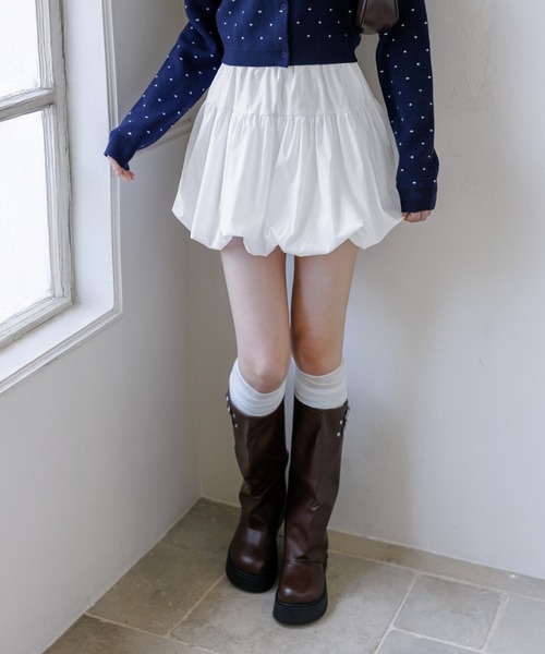 alotta（アロッタ）の「【Corie】レイヤードコーデも使える！柄アソートバルーンミニスカート（スカート・レディース・ブラック系その他/ブラウン系その他/ホワイト・M/L）」の21枚目の写真