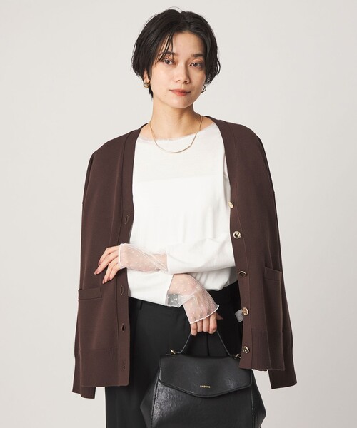 green label relaxing(グリーンレーベルリラクシング)の「ドット ソデ チュール プルオーバー カットソー(Tシャツ/カットソー・レディース・ブラック/オフホワイト・FREE)」の2枚目の写真