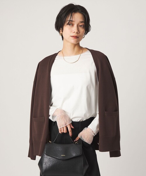 green label relaxing(グリーンレーベルリラクシング)の「ドット ソデ チュール プルオーバー カットソー(Tシャツ/カットソー・レディース・ブラック/オフホワイト・FREE)」の3枚目の写真