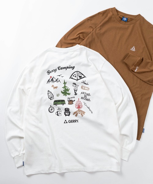 GERRY(ジェリー)の「【70】【GERRY/ジェリー】アウトドア グラフィック ロゴ刺繍 クルーネック ロングスリーブ Tシャツ/ロンT/アウトドア/アメカジ(Tシャツ/カットソー・メンズ・ブラウン/ホワイト系/ブラック系/グレー系/ホワイト/ブラウン系/グレー/ブラック・M/L/XL)」の2枚目の写真