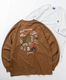 【70】【GERRY/ジェリー】アウトドア グラフィック ロゴ刺繍 クルーネック ロングスリーブ Tシャツ/ロンT/アウトドア/アメカジ