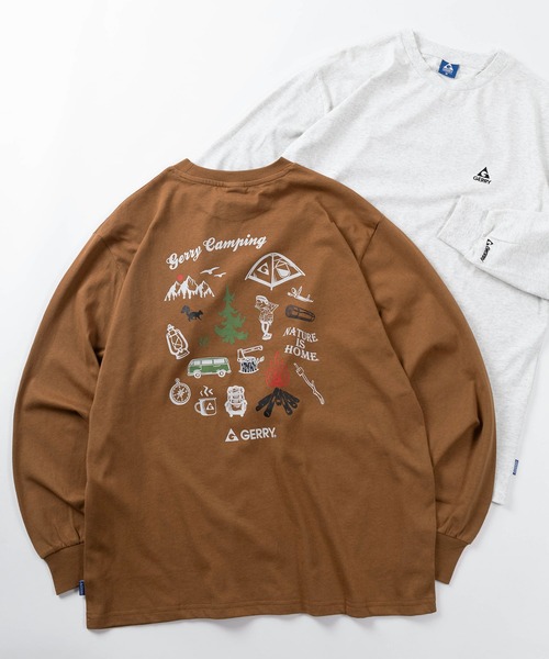 GERRY(ジェリー)の「【70】【GERRY/ジェリー】アウトドア グラフィック ロゴ刺繍 クルーネック ロングスリーブ Tシャツ/ロンT/アウトドア/アメカジ(Tシャツ/カットソー・メンズ・ブラウン/ホワイト系/ブラック系/グレー系/ホワイト/ブラウン系/グレー/ブラック・M/L/XL)」の8枚目の写真