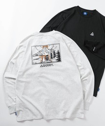 【70】【GERRY/ジェリー】アウトドア グラフィック ロゴ刺繍 クルーネック ロングスリーブ Tシャツ/ロンT/アウトドア/アメカジ