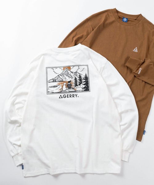 GERRY(ジェリー)の「【70】【GERRY/ジェリー】アウトドア グラフィック ロゴ刺繍 クルーネック ロングスリーブ Tシャツ/ロンT/アウトドア/アメカジ(Tシャツ/カットソー・メンズ・ブラウン/ホワイト系/ブラック系/グレー系/ホワイト/ブラウン系/グレー/ブラック・M/L/XL)」の1枚目の写真