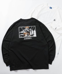 【70】【GERRY/ジェリー】アウトドア グラフィック ロゴ刺繍 クルーネック ロングスリーブ Tシャツ/ロンT/アウトドア/アメカジ