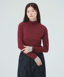 レイヤード風 タートルネック プルオーバー