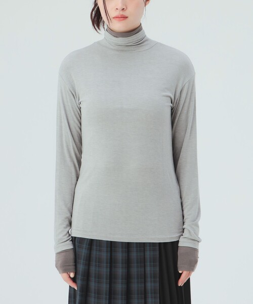 BEAMS HEART(ビームスハート)の「レイヤード風 タートルネック プルオーバー(Tシャツ/カットソー・レディース・ワイン/ホワイト系その他5/グレー・FREE)」の12枚目の写真