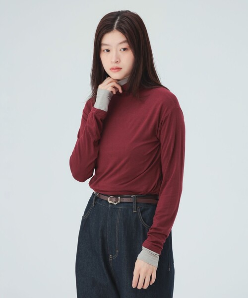BEAMS HEART(ビームスハート)の「レイヤード風 タートルネック プルオーバー(Tシャツ/カットソー・レディース・ワイン/ホワイト系その他5/グレー・FREE)」の20枚目の写真