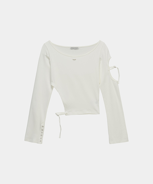 ETRE AU SOMMET(エトレオソメ)の「String Panel Point Long Sleeve (White)(Tシャツ/カットソー・レディース・ホワイト・FREE)」の5枚目の写真