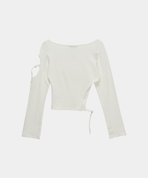 ETRE AU SOMMET(エトレオソメ)の「String Panel Point Long Sleeve (White)(Tシャツ/カットソー・レディース・ホワイト・FREE)」の6枚目の写真