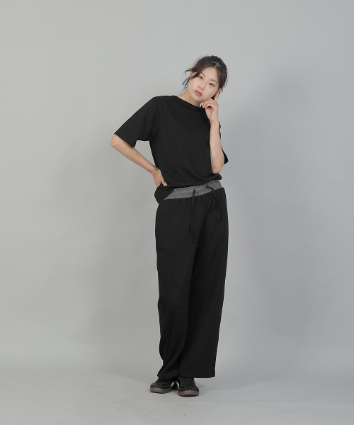 SAINTCREW(セントクルー)の「ソフトバンディングワイドパンツ ESB-384 グレーブラック(スウェットパンツ・レディース・その他・FREE)」の4枚目の写真